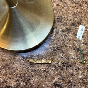 Vintage Gold-Tone Noir Bar Bracelet with Rhinestones – Adjustable Chain